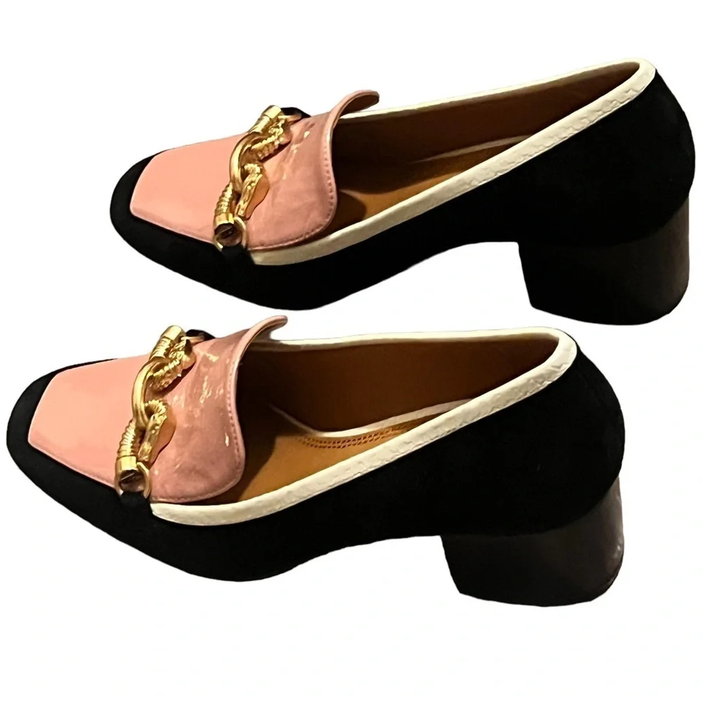 Tory Burch‎ Jessa Suede Heel Pump Black Pink Ivory